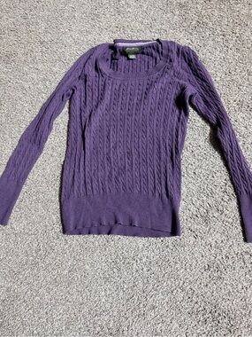 Ladies Eddie Bauer Purple Cable Scoop Neck Sweater Sz Med Vintage Y2K